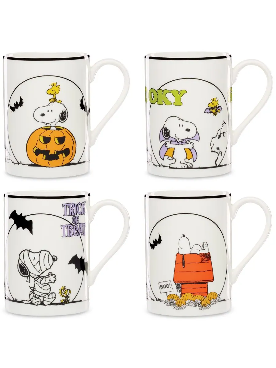Набор из 4 кружек с изображением мультфильма «Peanuts: Великая тыква» Lenox — изображение 1 из 8, белый