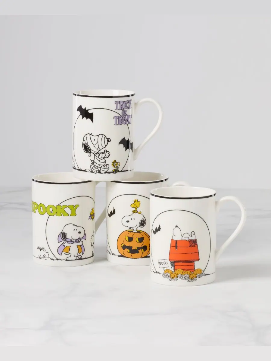 Набор из 4 кружек с изображением мультфильма «Peanuts: Великая тыква» Lenox — изображение 2 из 8, белый