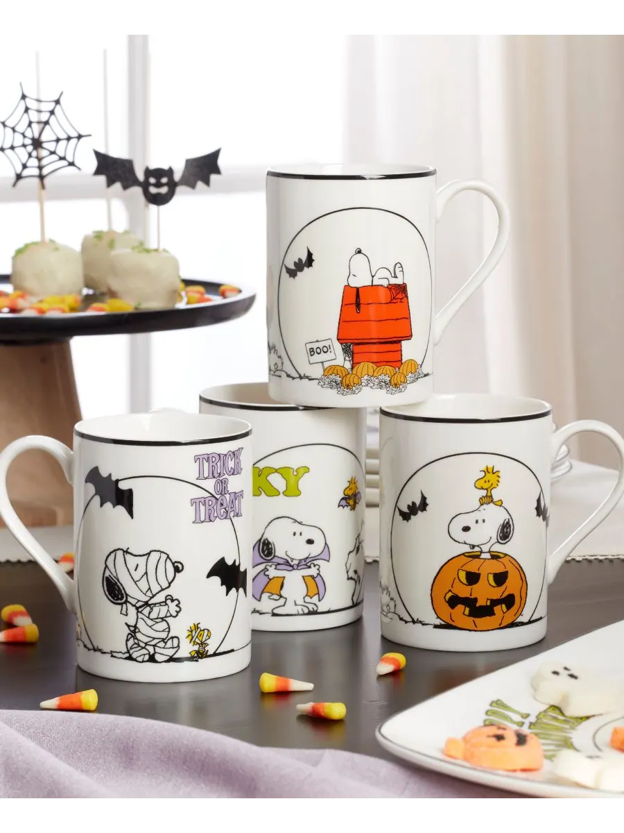 Набор из 4 кружек с изображением мультфильма «Peanuts: Великая тыква» Lenox — изображение 4 из 8, белый