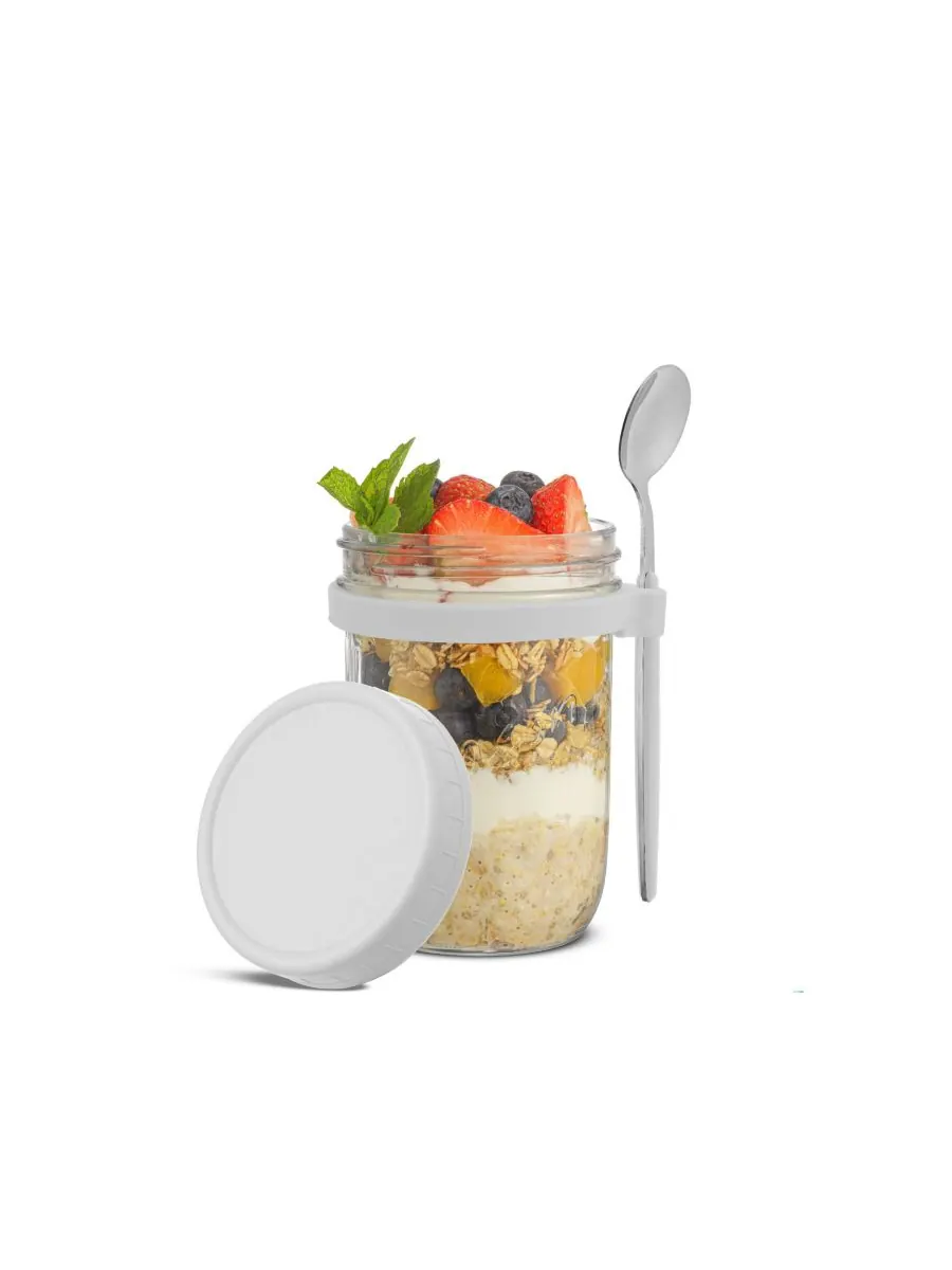 Набор из 3 стеклянных контейнеров для овсяной каши Dawn Overnight Oats, 473 мл JoyJolt — изображение 1 из 5, белый