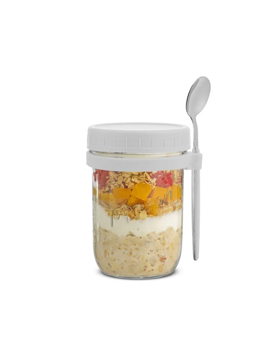 Набор из 3 стеклянных контейнеров для овсяной каши Dawn Overnight Oats, 473 мл JoyJolt — изображение 2 из 5, белый