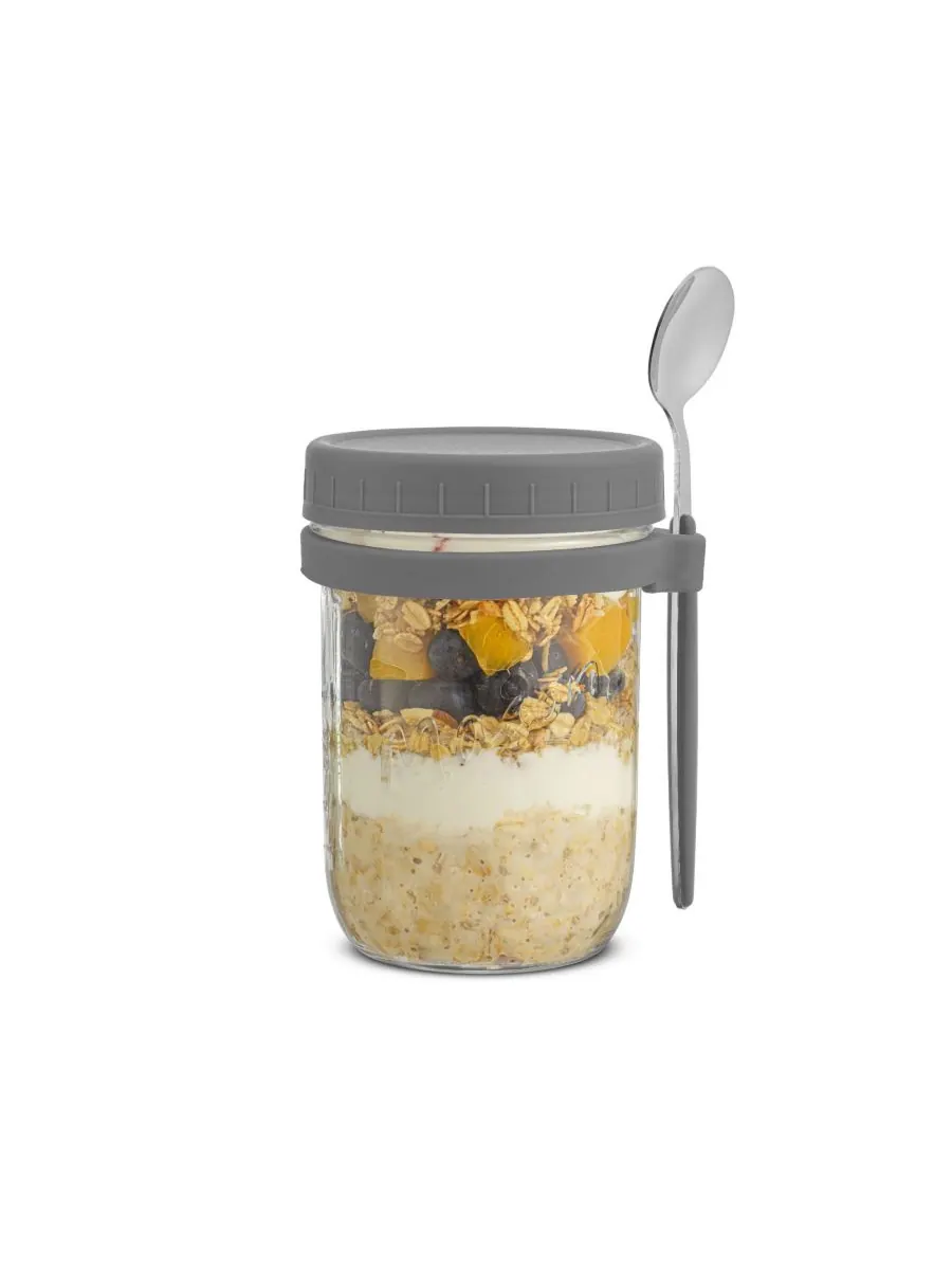 Набор из 3 стеклянных контейнеров для овсяной каши Dawn Overnight Oats, 473 мл JoyJolt — изображение 4 из 5, белый