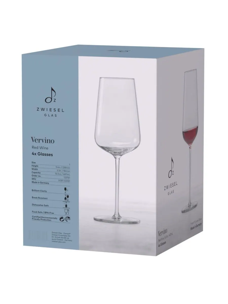 Набор из 4 бокалов для красного вина Vervino Zwiesel Glas — изображение 6 из 7, прозрачный