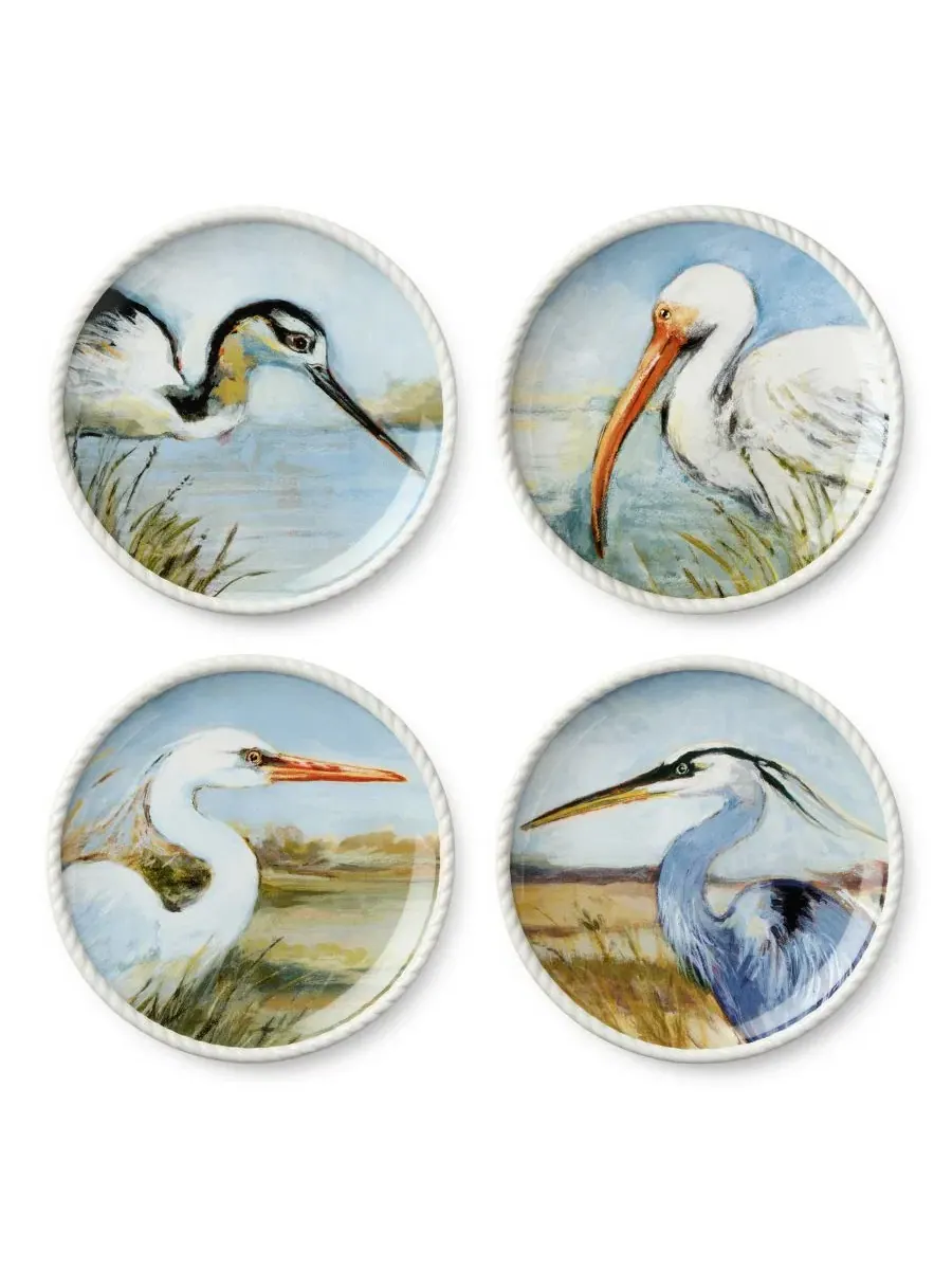 Набор тарелок для салата Coastal Birds, 4 шт, 23 см, фарфор Certified International — изображение 1 из 6, мульти
