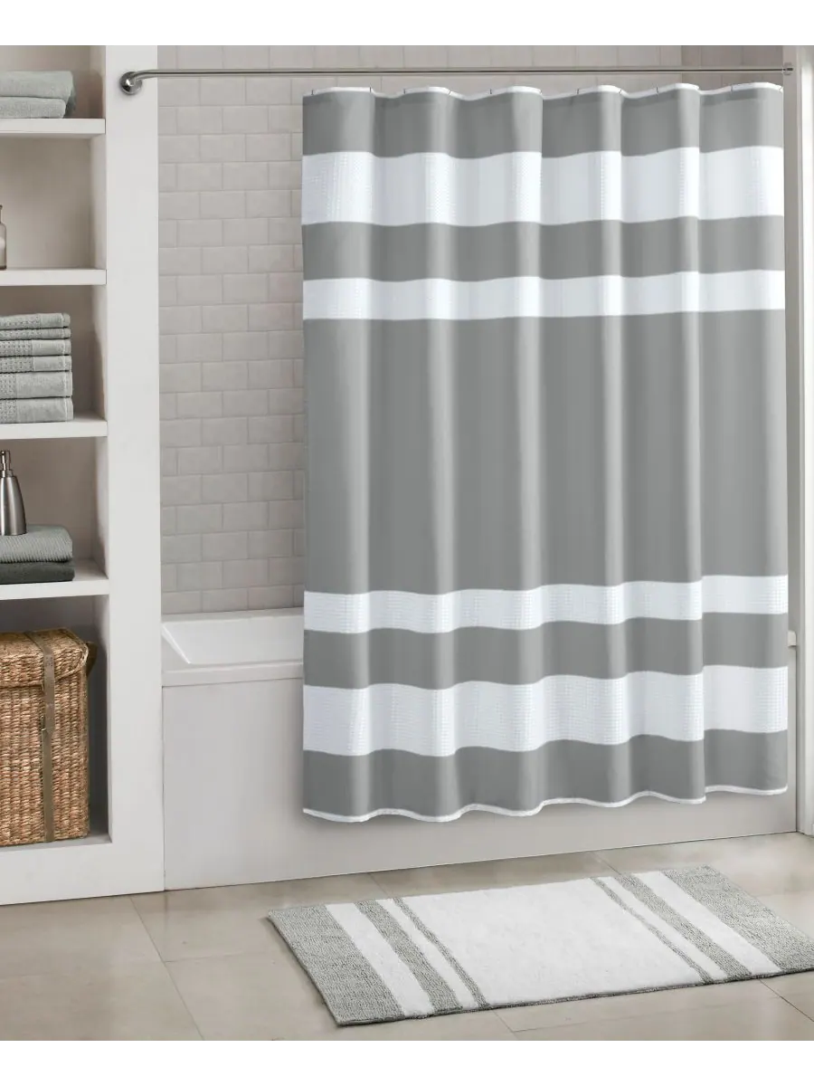 Шторка для душа spa waffle 3m-scotchgard, 72" x 78" Madison Park — изображение 1 из 9, серый