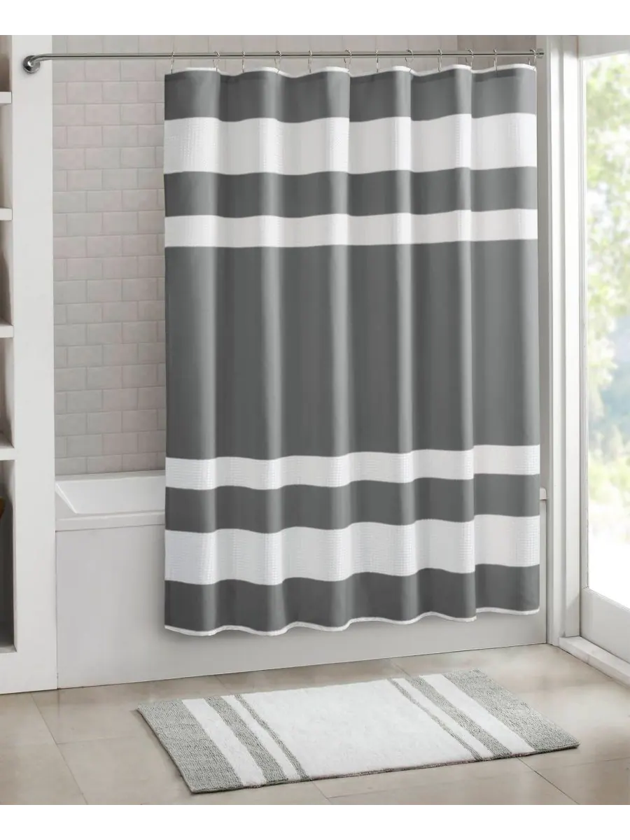 Шторка для душа spa waffle 3m-scotchgard, 72" x 78" Madison Park — изображение 1 из 9, темно-серый