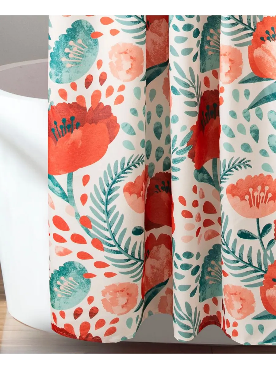 Занавеска для душа «Маковый сад», 72 x 72 дюйма Lush Décor — изображение 3 из 4, мульти