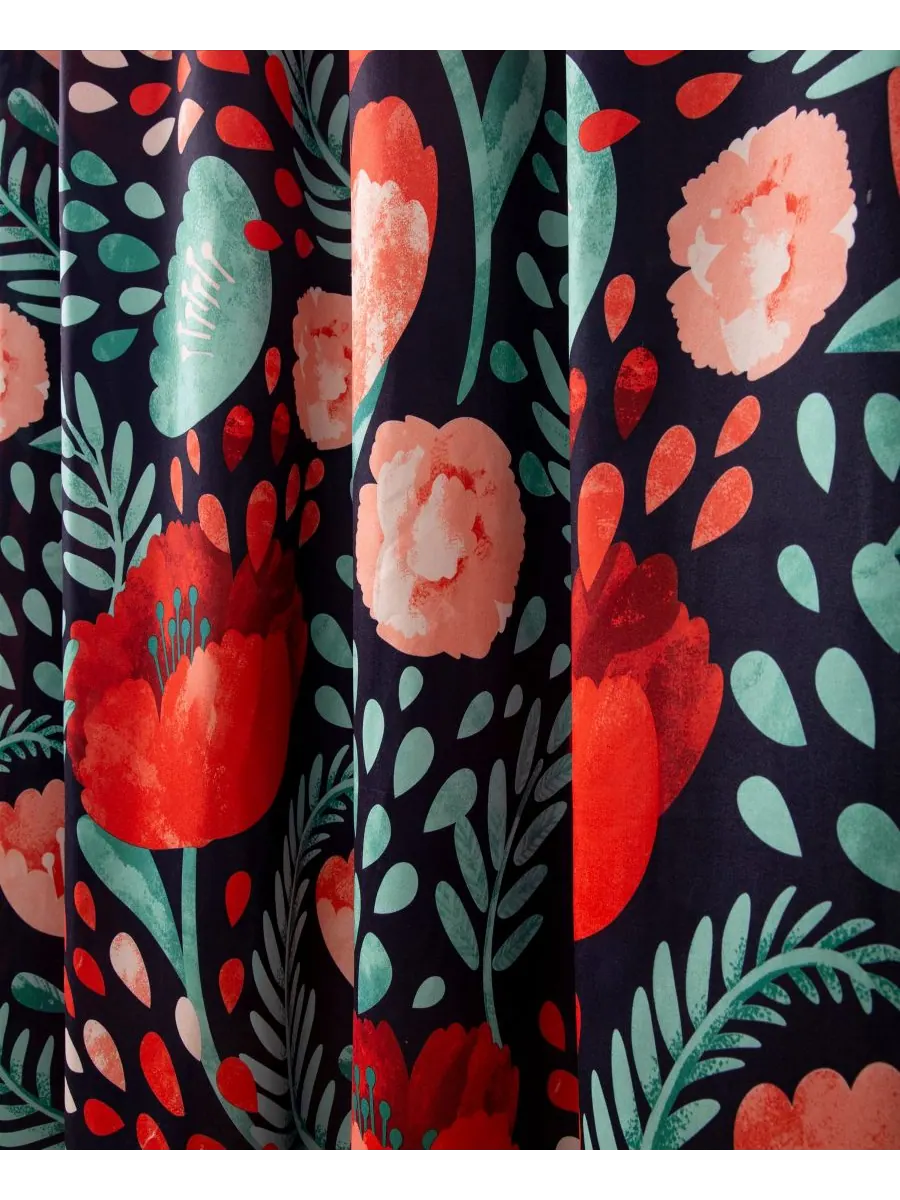 Занавеска для душа «Маковый сад», 72 x 72 дюйма Lush Décor — изображение 5 из 5, темно-синий