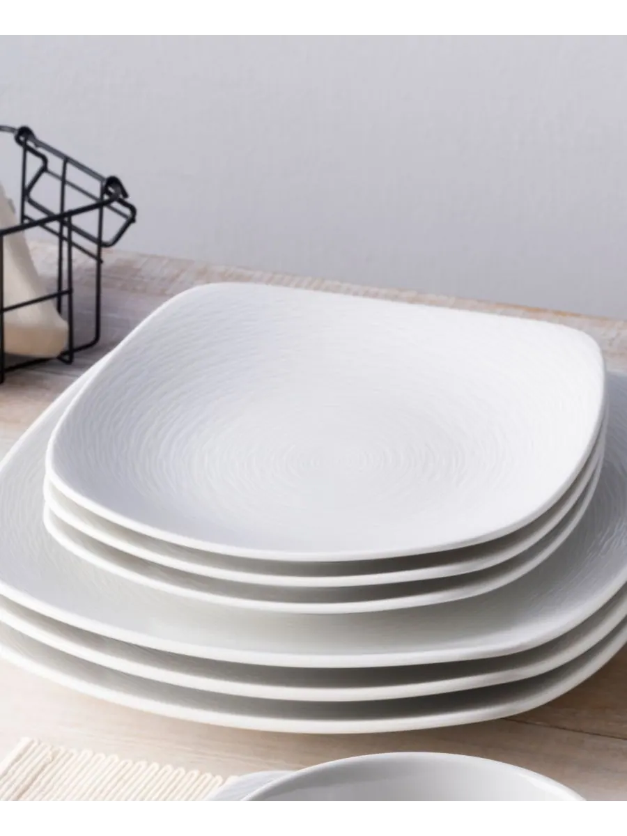 Набор из 4 квадратных салатниц с узором «Вихрь» Noritake — изображение 5 из 9, белый