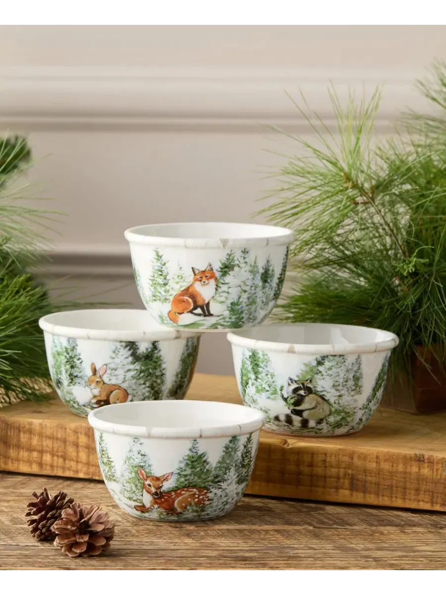 Набор из 4 пиал Winter Cabin Ice Cream Bowls Certified International — изображение 4 из 5, мульти
