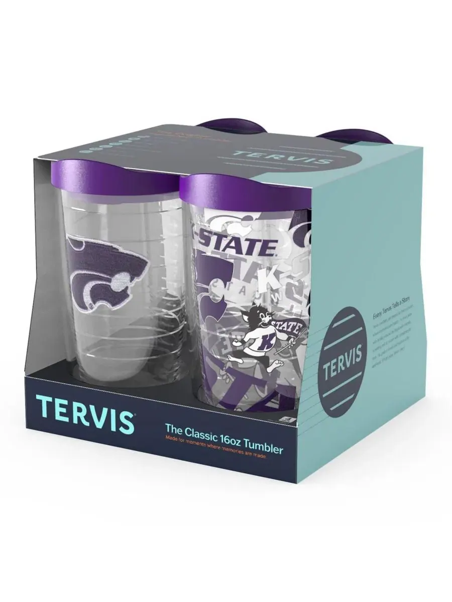 Набор из 4 стаканов Tervis с эмблемой Kansas State Wildcats, 16 унций, Kansas State Wildcats — изображение 2 из 5, нет цвета