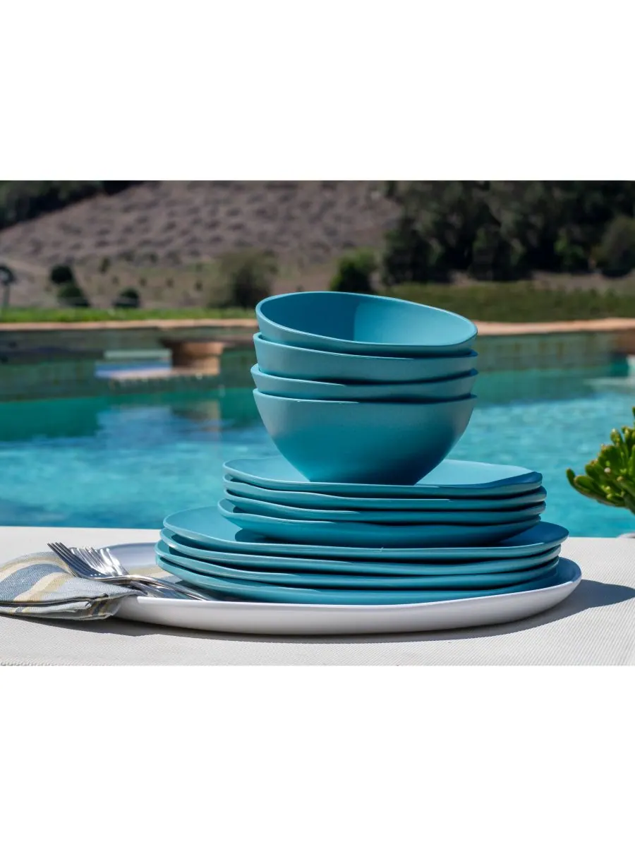 Набор посуды Coupe Wheat из 12 предметов, на 4 персоны Abode Homewares — изображение 4 из 7, синий