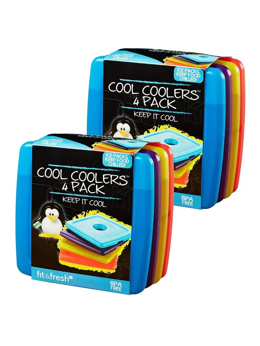 Набор из 8 тонких охлаждающих пакетов Cool Coolers для ланч-боксов, сумок для обеда и термосумок — изображение 1 из 1, мульти