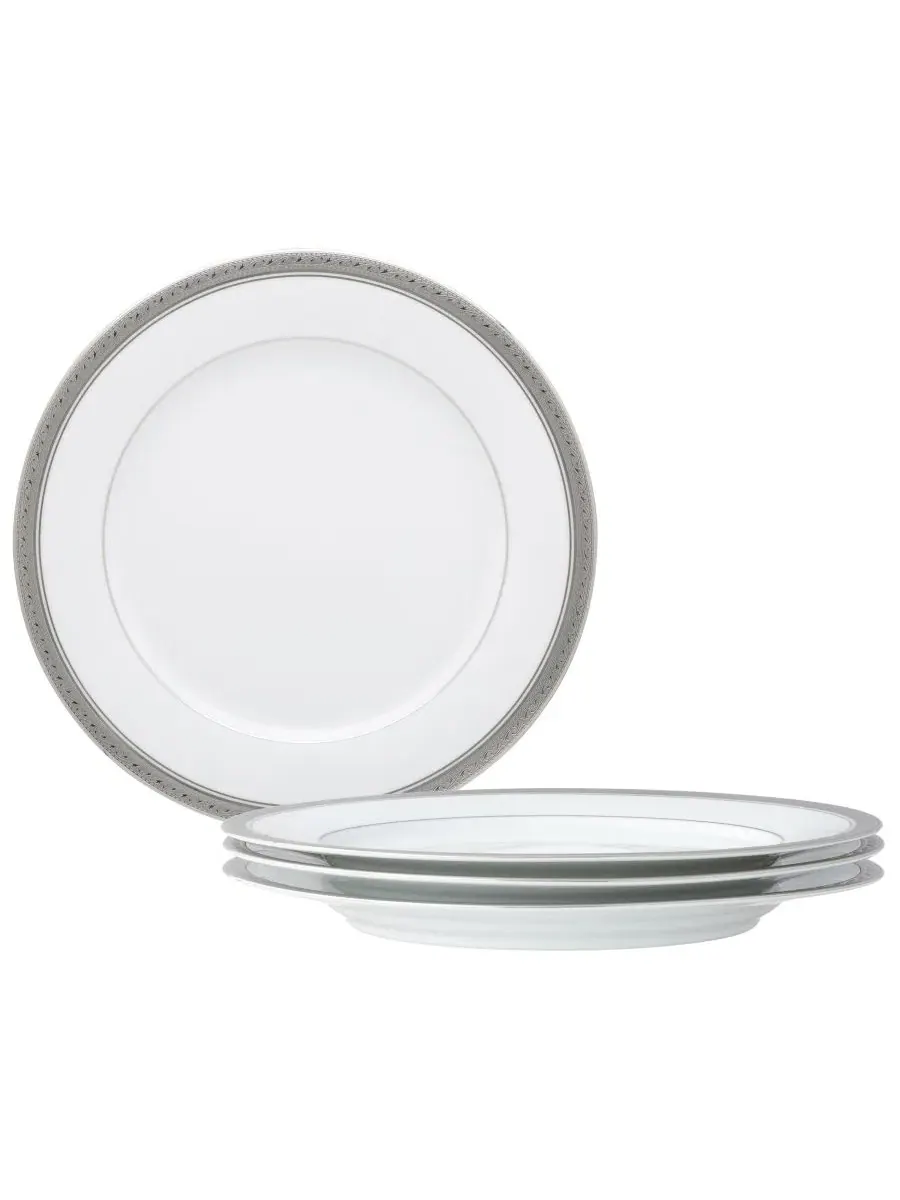 Набор из 4 обеденных тарелок Crestwood Platinum, сервиз на 4 персоны Noritake — изображение 1 из 10, белый