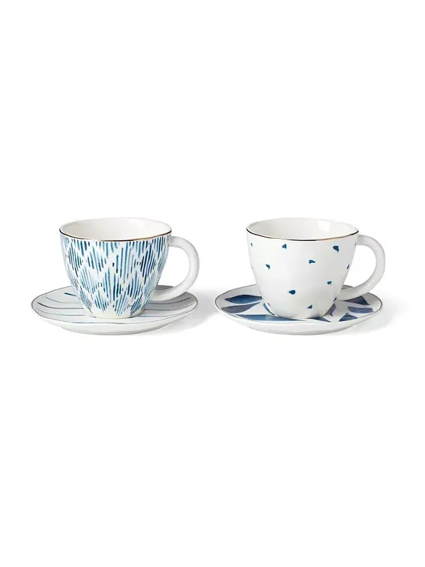 Набор из 4 чашек и блюдец Blue Bay Lenox — изображение 1 из 4, белый