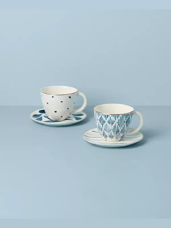 Набор из 4 чашек и блюдец Blue Bay Lenox — изображение 2 из 4, белый