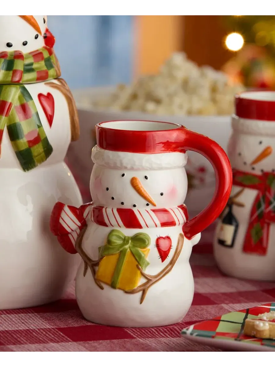 Набор из 4 кружек Snowman Delight, 18 унций, керамические Certified International — изображение 3 из 5, мульти