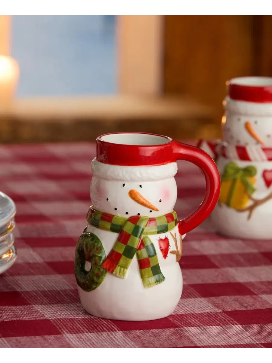 Набор из 4 кружек Snowman Delight, 18 унций, керамические Certified International — изображение 4 из 5, мульти