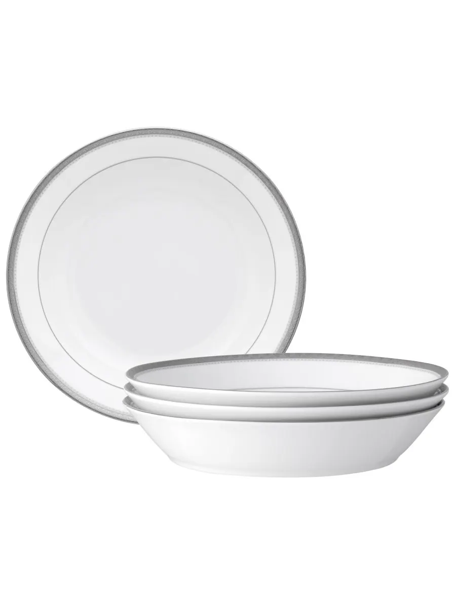 Noritake Набор из 4 обеденных тарелок Charlotta Platinum Coupe, рассчитанный на 4 персоны — изображение 1 из 4, серебристый