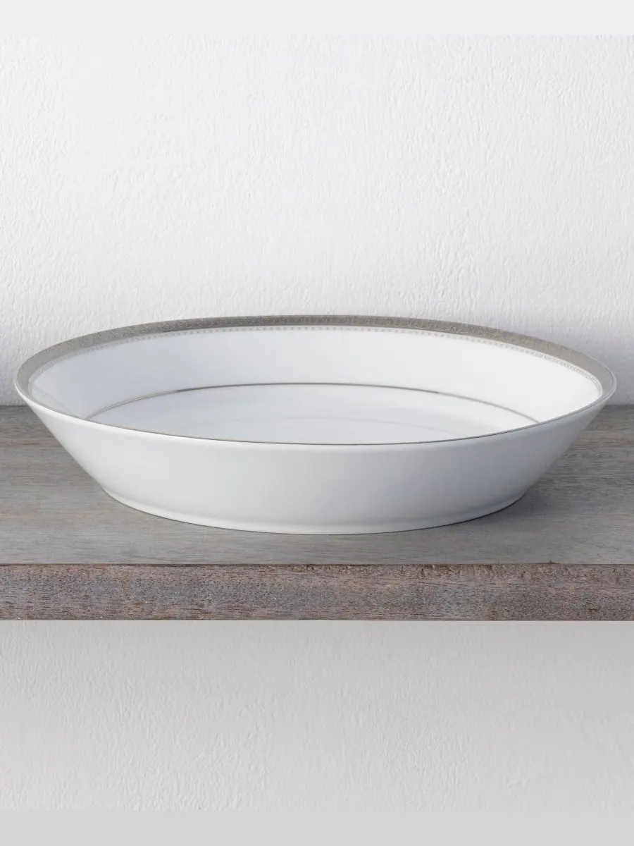 Noritake Набор из 4 обеденных тарелок Charlotta Platinum Coupe, рассчитанный на 4 персоны — изображение 4 из 4, серебристый