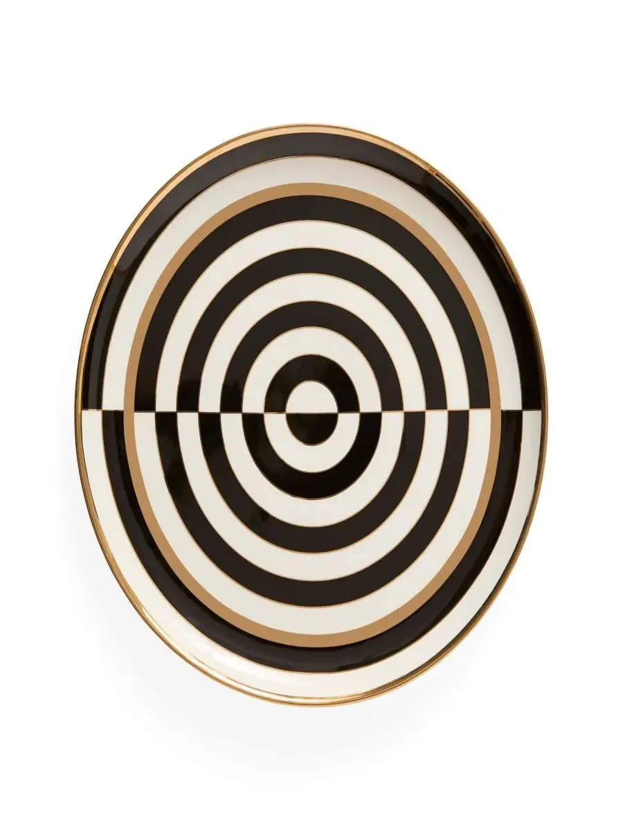 Круглый сервировочный поднос в стиле оп-арт, диаметр 35 см Jonathan Adler — изображение 1 из 4, черный