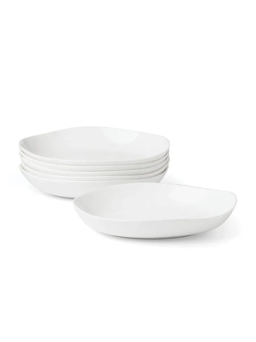 Набор из 6 паста-тарелок Lenox, Bone China, изогнутые края — изображение 1 из 3, белый