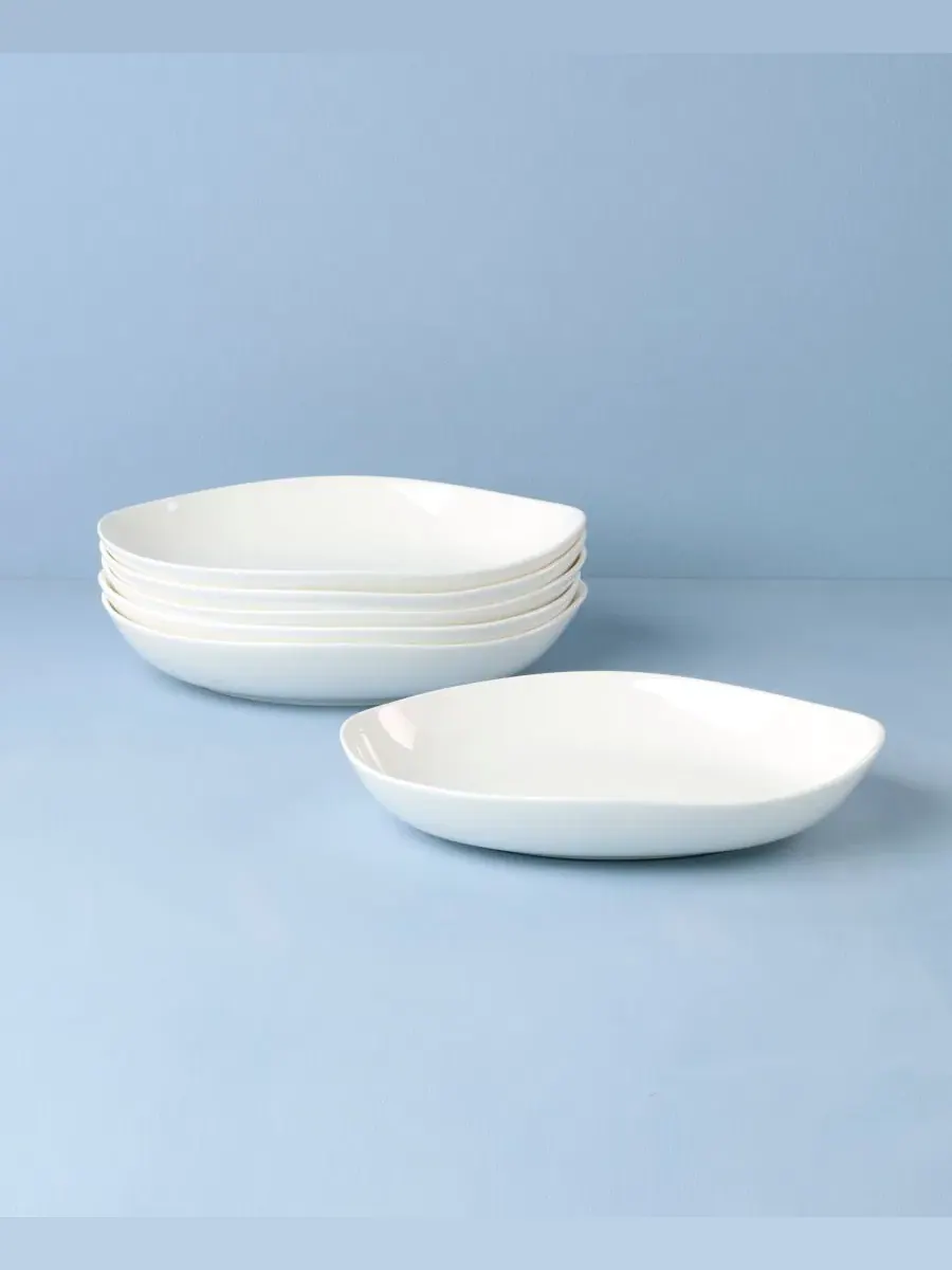 Набор из 6 паста-тарелок Lenox, Bone China, изогнутые края — изображение 3 из 3, белый