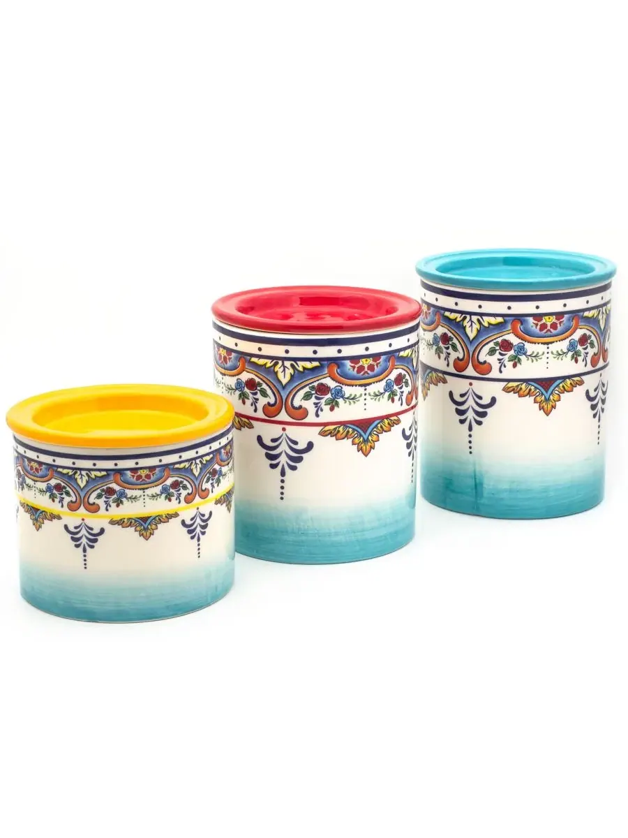 Набор из 3 банок для хранения продуктов Zanzibar Kitchen Storage Jars Euro Ceramica — изображение 1 из 4, мульти