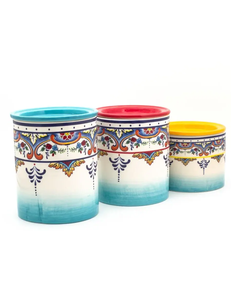 Набор из 3 банок для хранения продуктов Zanzibar Kitchen Storage Jars Euro Ceramica — изображение 3 из 4, мульти