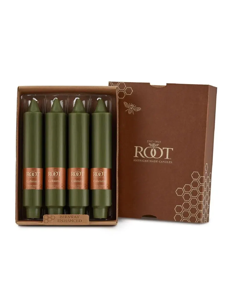 Набор свечей из 4 шт. Smooth Collenette 7" ROOT CANDLES — изображение 1 из 3, темный оливковый