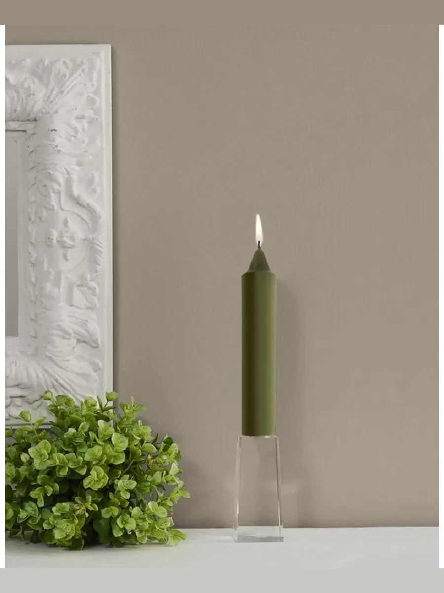 Набор свечей из 4 шт. Smooth Collenette 7" ROOT CANDLES — изображение 3 из 3, темный оливковый