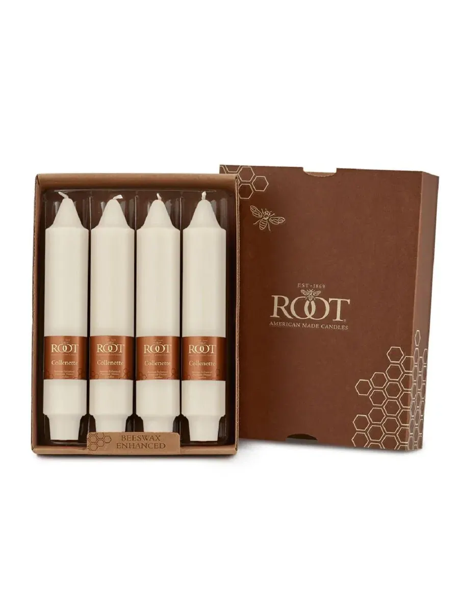 Набор из 4 свечей 7 дюймов Smooth Collenette ROOT CANDLES — изображение 1 из 4, белый