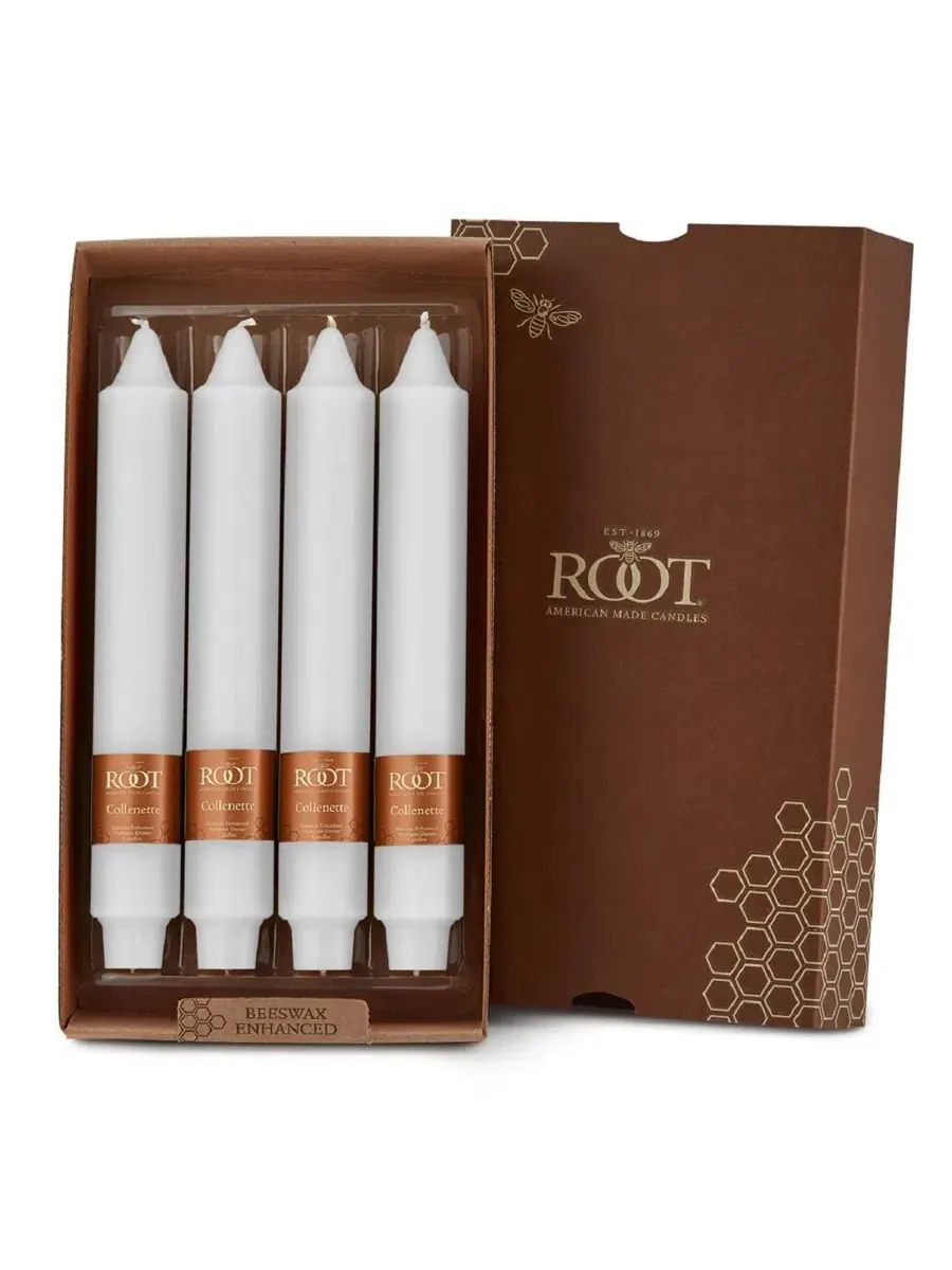 Набор свечей 9 дюймов, 4 шт, Smooth Collenette ROOT CANDLES — изображение 1 из 3, белый