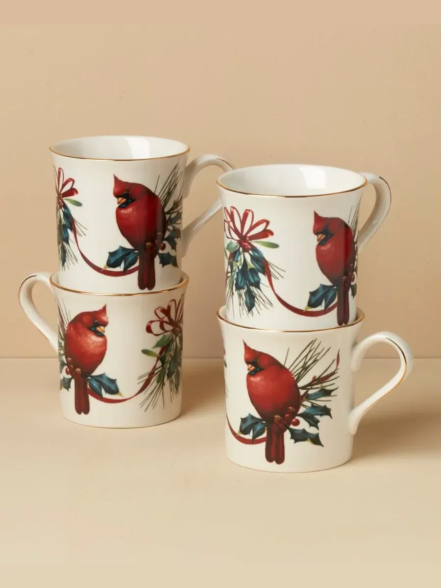 Набор из 4 кружек Winter Greetings Cardinal Lenox — изображение 2 из 3