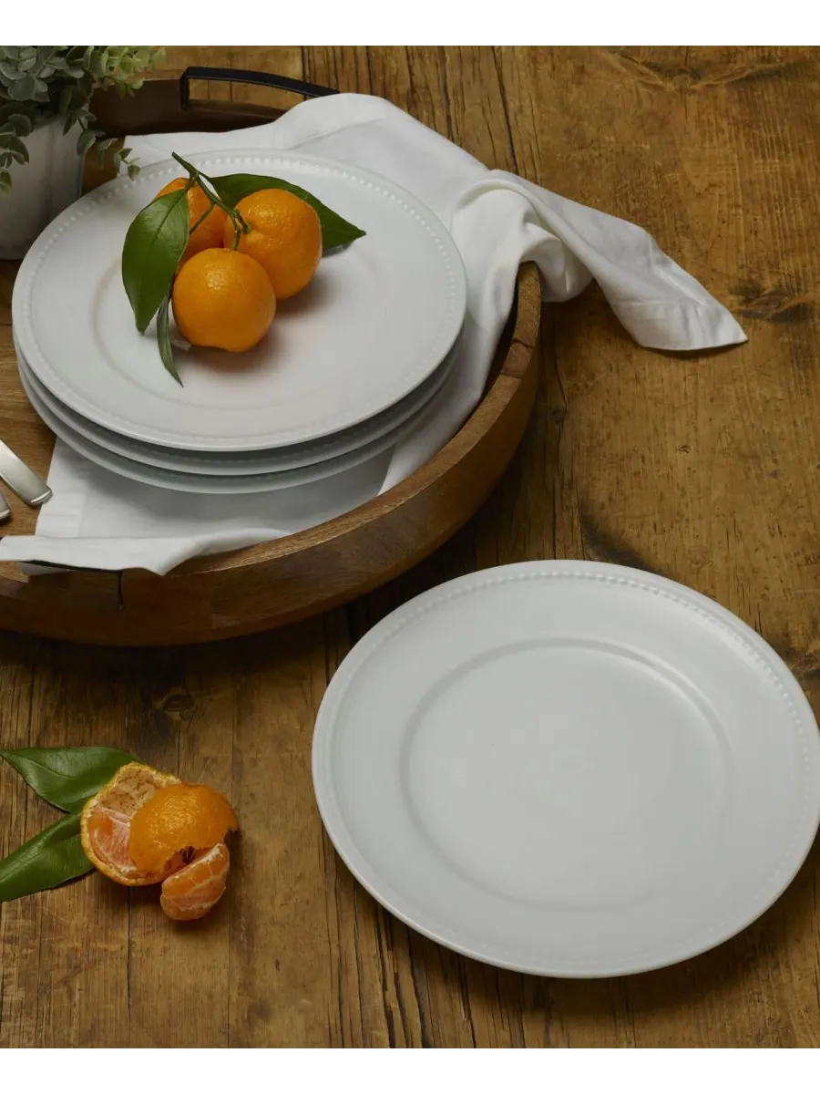 Набор из 4 тарелок для обеда Everyday Whiteware с декоративными бусинами Fitz and Floyd — изображение 3 из 4, белый