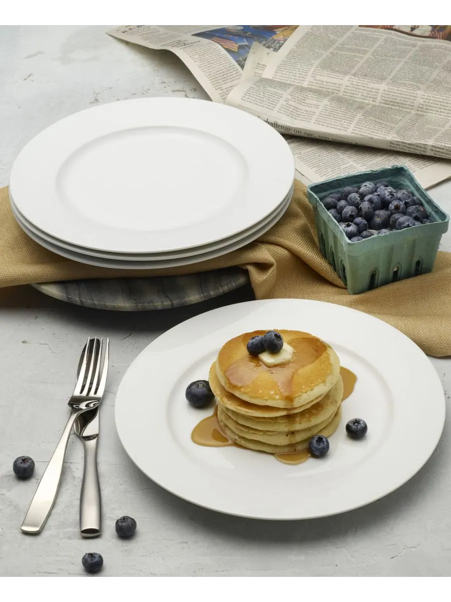 Набор из 4 тарелок для обеда Everyday Whiteware с декоративными бусинами Fitz and Floyd — изображение 4 из 4, белый
