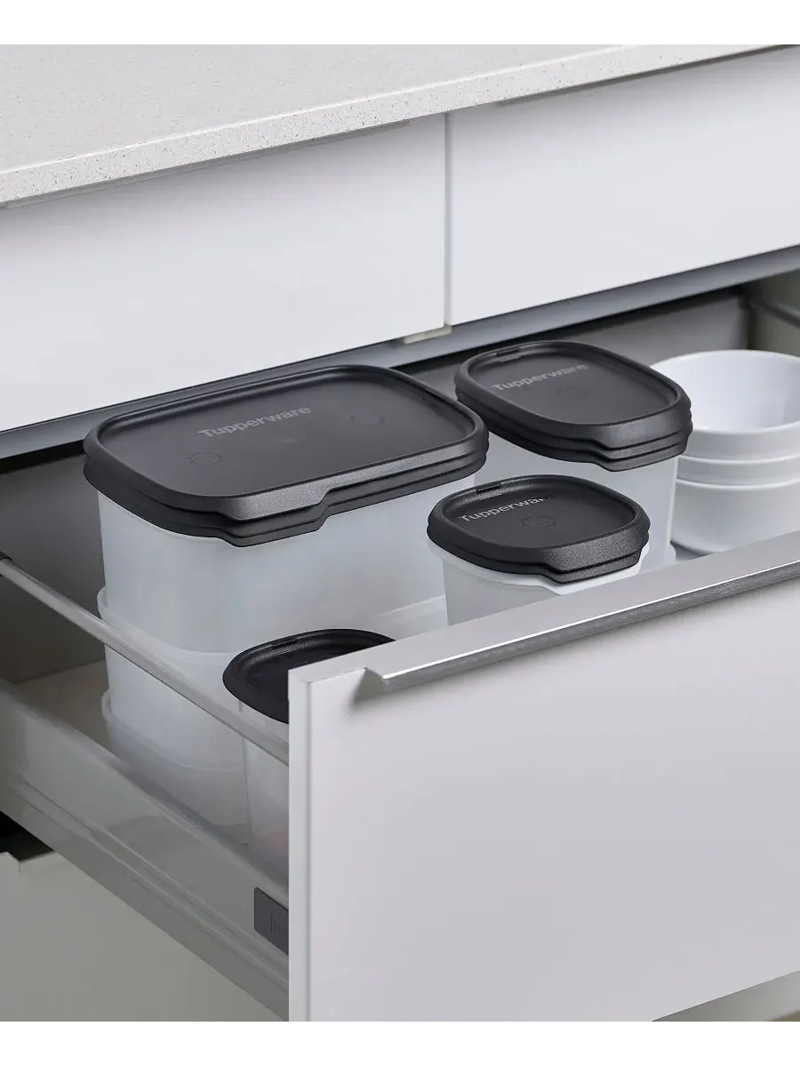 Набор контейнеров One Touch Fresh из 18 предметов с крышками Tupperware — изображение 5 из 10, черный
