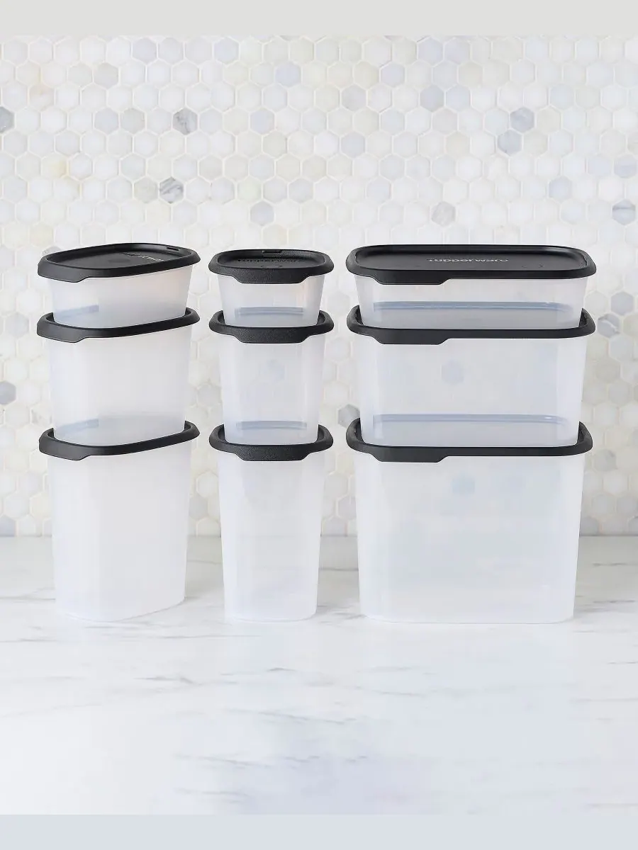 Набор контейнеров One Touch Fresh из 18 предметов с крышками Tupperware — изображение 10 из 10, черный