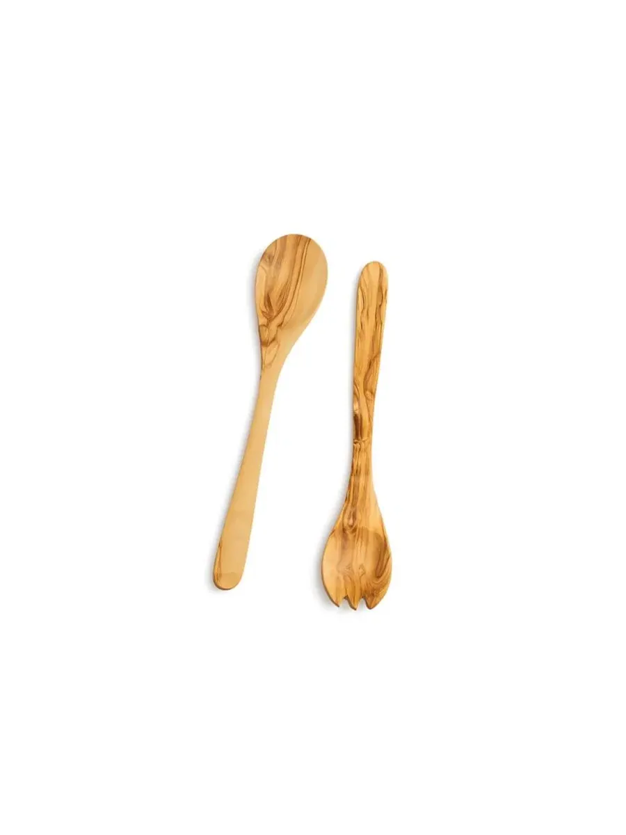 Набор для сервировки из оливкового дерева и каменной керамики Olive Essence Duo Gharyan Stoneware — изображение 3 из 3, белый