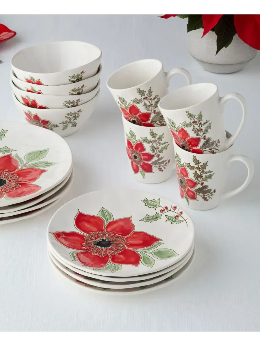 Набор из 4 десертных тарелок Festive Blooms Certified International, 21,6 см — изображение 3 из 5, мульти