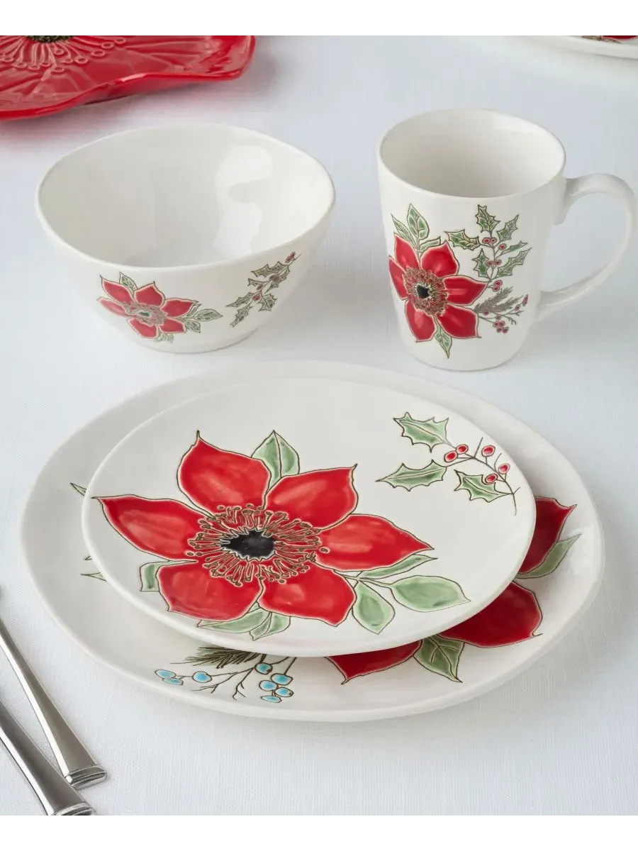 Набор из 4 десертных тарелок Festive Blooms Certified International, 21,6 см — изображение 5 из 5, мульти