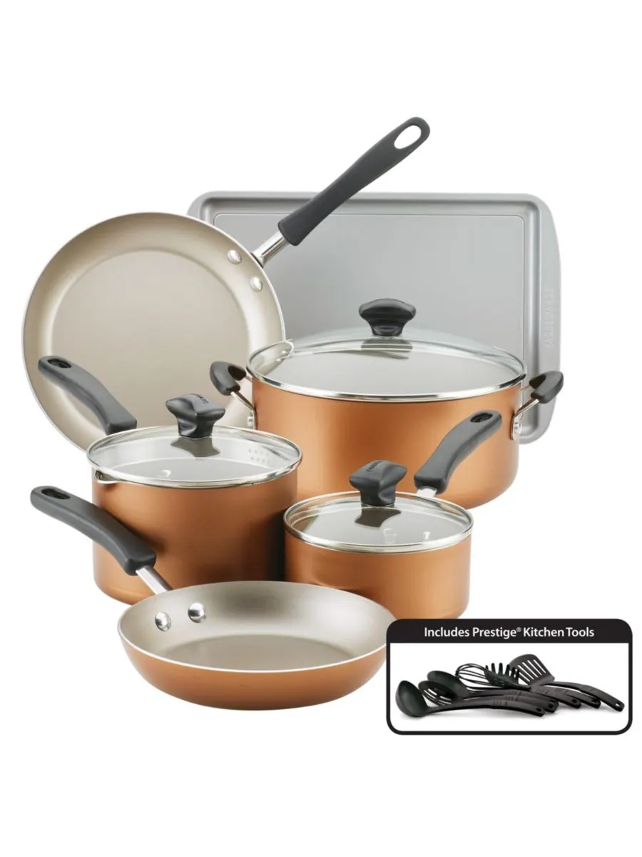 Набор посуды Cookstart DiamondMax с антипригарным покрытием, 15 предметов Farberware — изображение 1 из 10, медь
