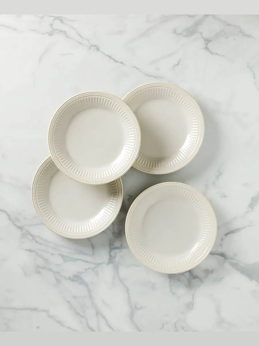 Набор из 4 обеденных тарелок French Perle Groove Lenox — изображение 3 из 4, белый