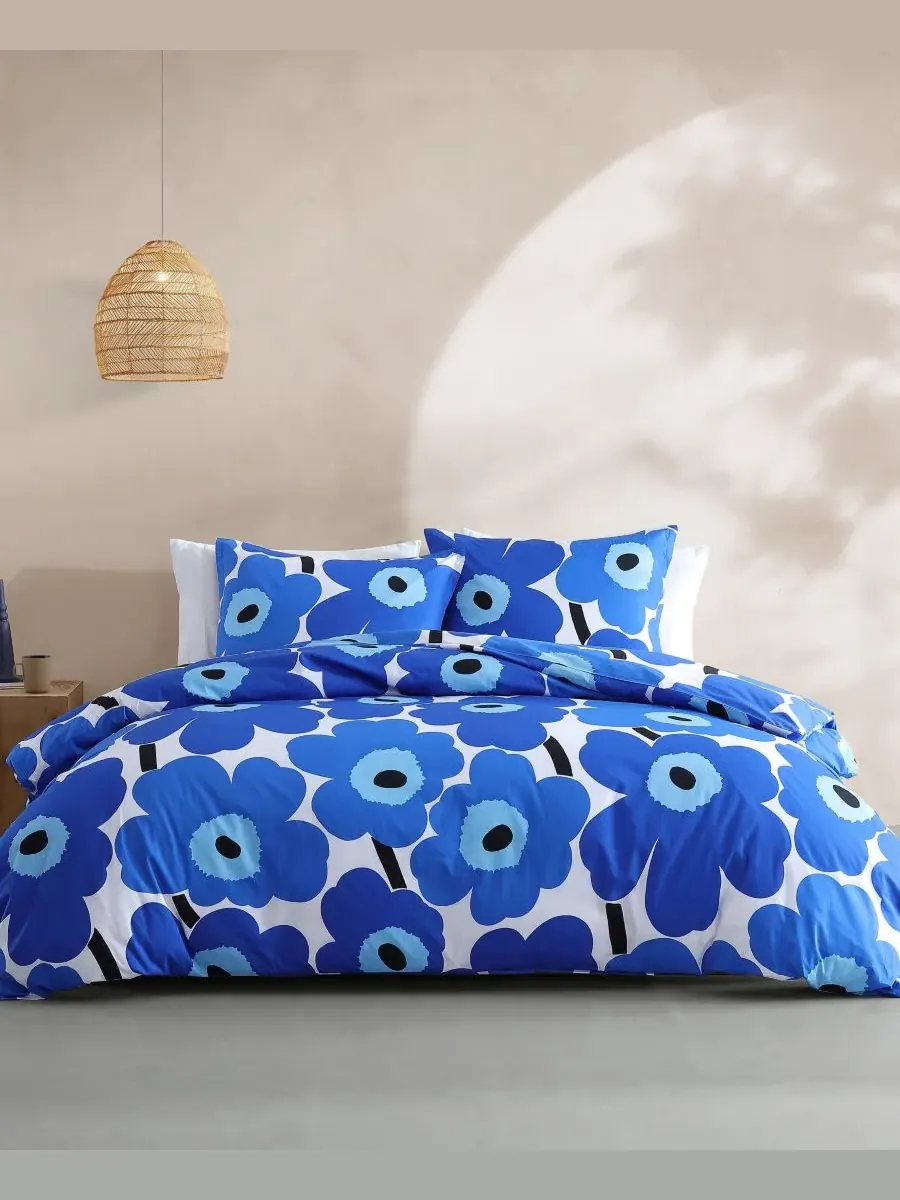 Комплект пододеяльников Unikko из хлопка и перкаля Marimekko — синий