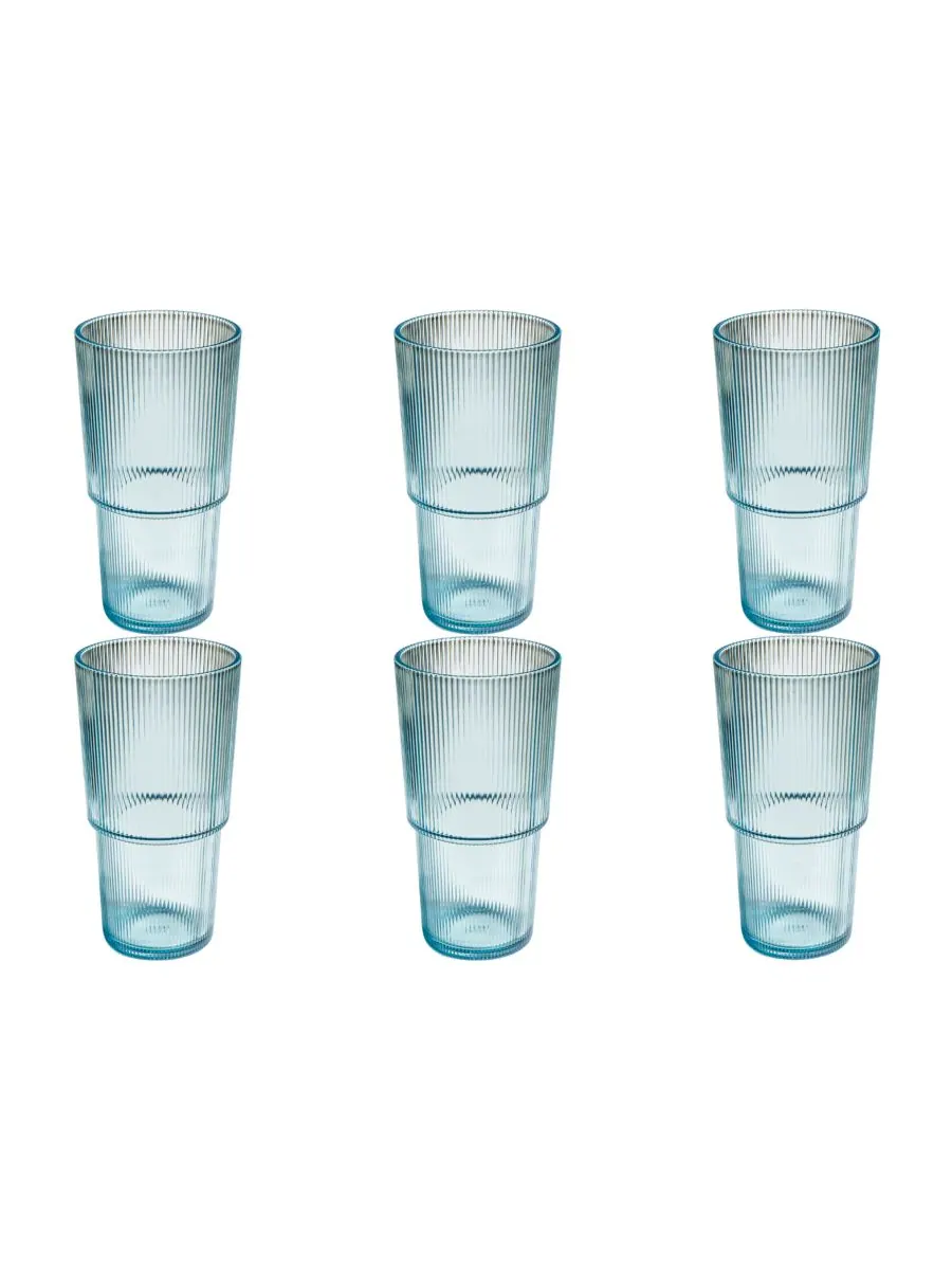 Набор из 6 больших бокалов с рифленой поверхностью Abode Homewares — изображение 1 из 3, синий