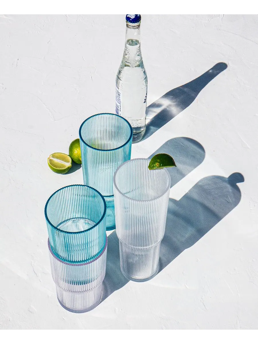 Набор из 6 больших бокалов с рифленой поверхностью Abode Homewares — изображение 3 из 3, прозрачный