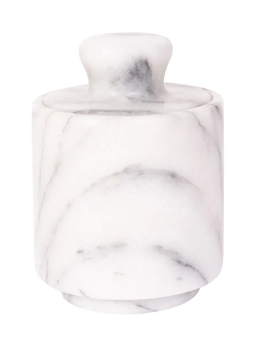 Солонка из мрамора с крышкой, 7,6 x 8,3 см Artifacts Trading Company — изображение 1 из 3, белый