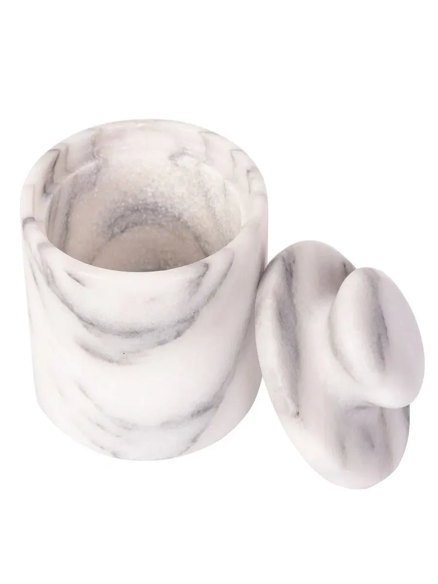 Солонка из мрамора с крышкой, 7,6 x 8,3 см Artifacts Trading Company — изображение 2 из 3, белый