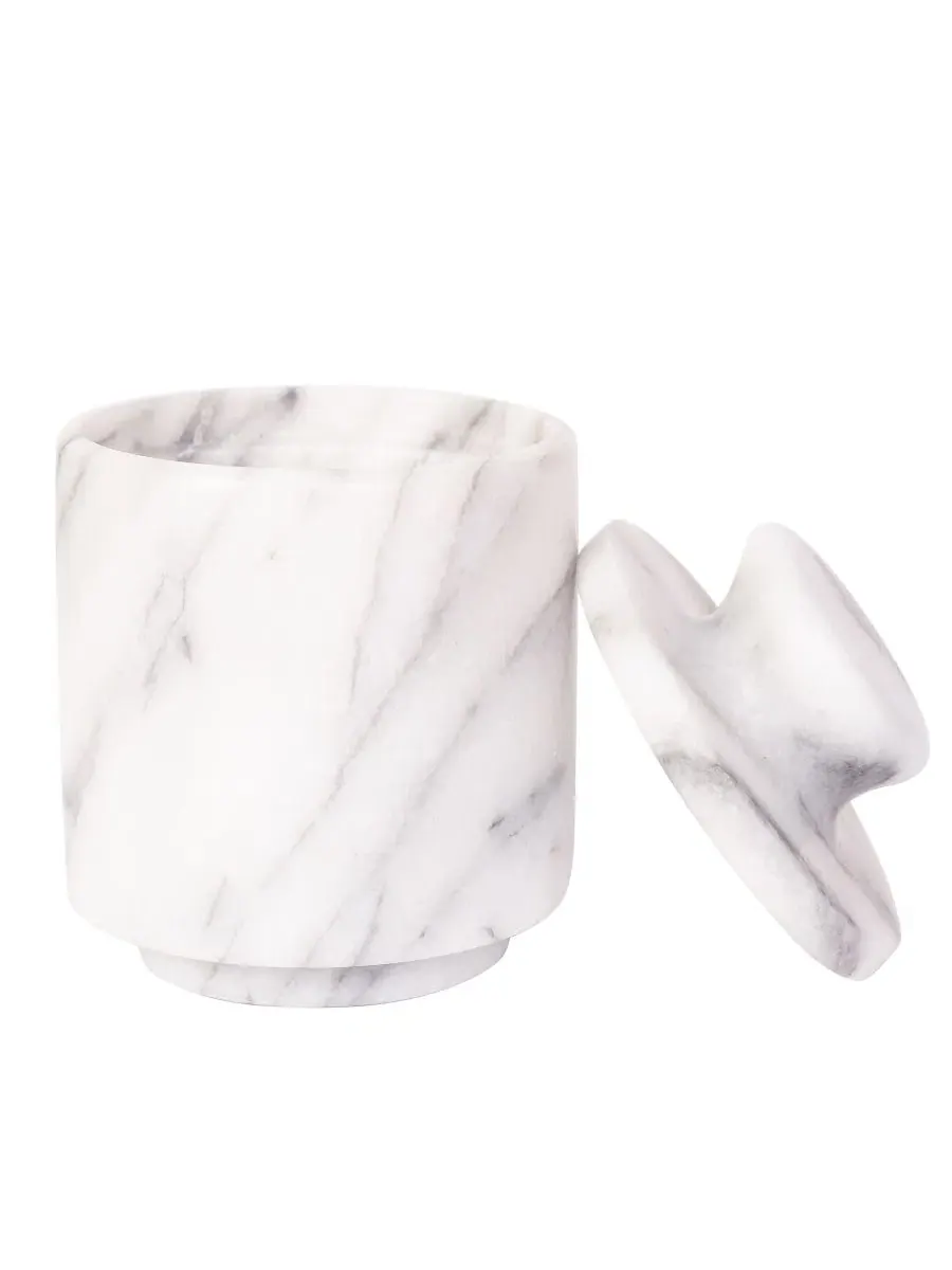 Солонка из мрамора с крышкой, 7,6 x 8,3 см Artifacts Trading Company — изображение 3 из 3, белый