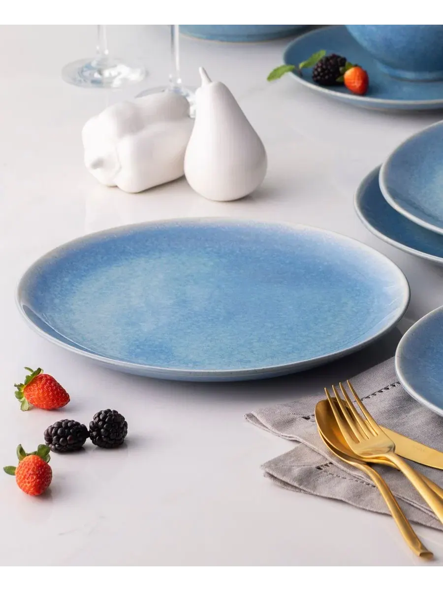 Набор из 4 обеденных тарелок Colorwave Kiln Azure Coupe Noritake — изображение 3 из 4, синий